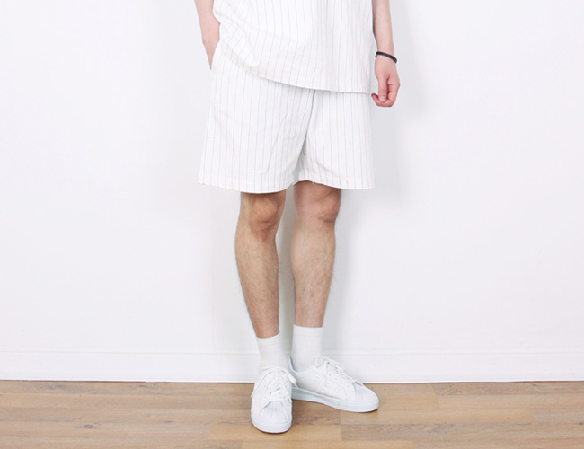 hello stripe banding shorts ; wh [ 2color / free size ] 헬로 스트라이프 밴딩 반바지