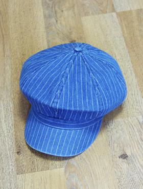 stripe denim newsboy cap ; bl [ 2color / free size ] 스트라이프 데님 뉴스보이 캡