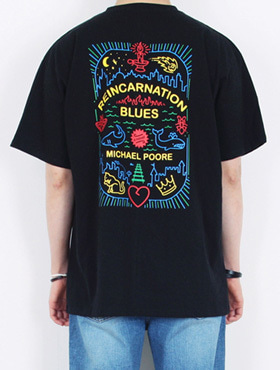 블루스 프린팅 오버핏 반팔 티셔츠 (2컬러)