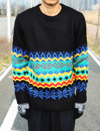 romantic pattern knit [ 2color / free size ] 로맨틱 패턴 니트