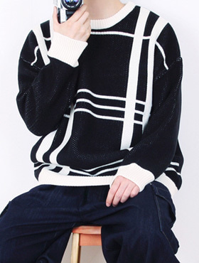 아크 라인 오버핏 스웨터 니트 (2color)