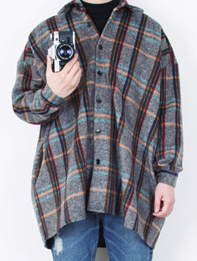 웰트 체크 오버핏 셔츠 자켓 (1color)