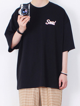 서울 프린팅 오버핏 5부 티셔츠 (2컬러)