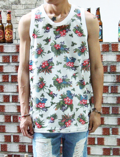 summer flower sleeveless ; wh [ 2color / free size ] 썸머 플라워 슬리브리스